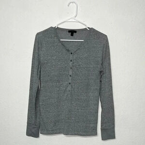 Imperfect J Crew long sleeved partial button down top grey preppy top 2018